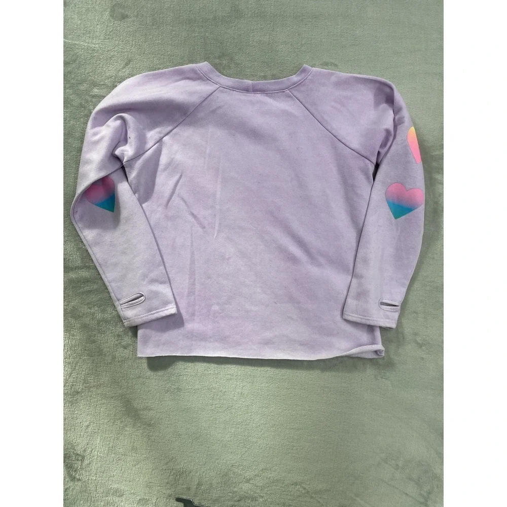 Firehouse Sweatshirt Pants Set Girls Size L Purple Rainbow Heart Made in USA